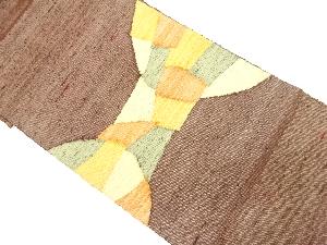 手織り紬　抽象模様織り出し　名古屋帯